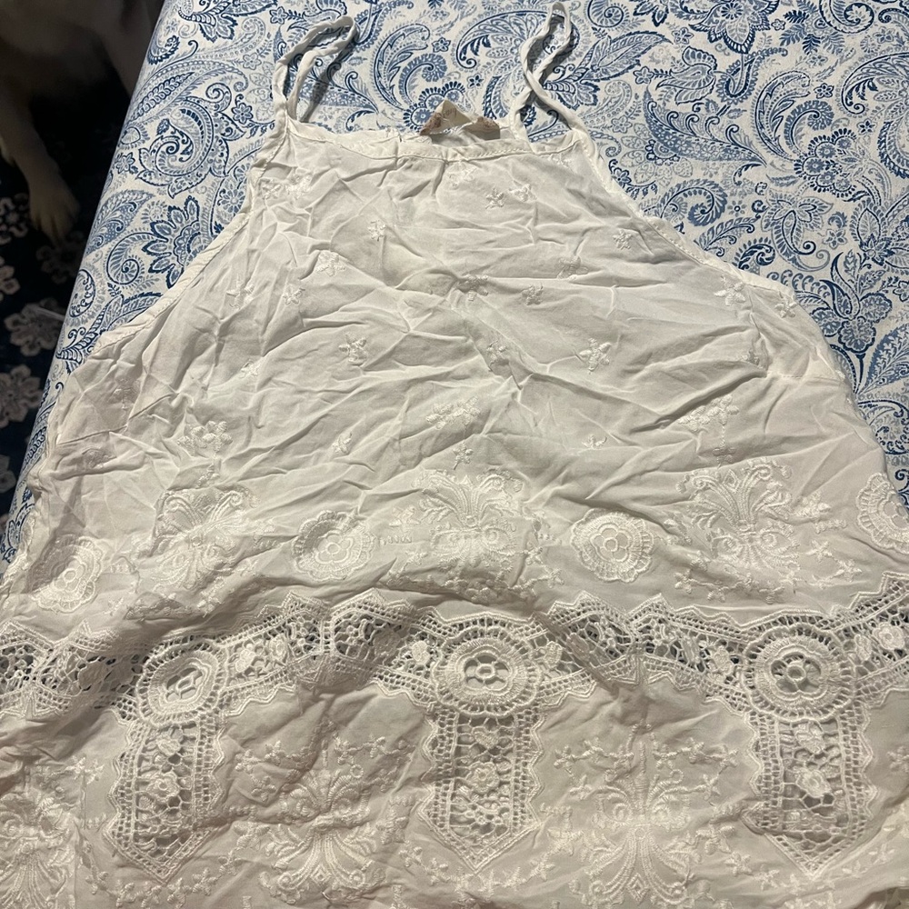 White lacy embroidered shirt